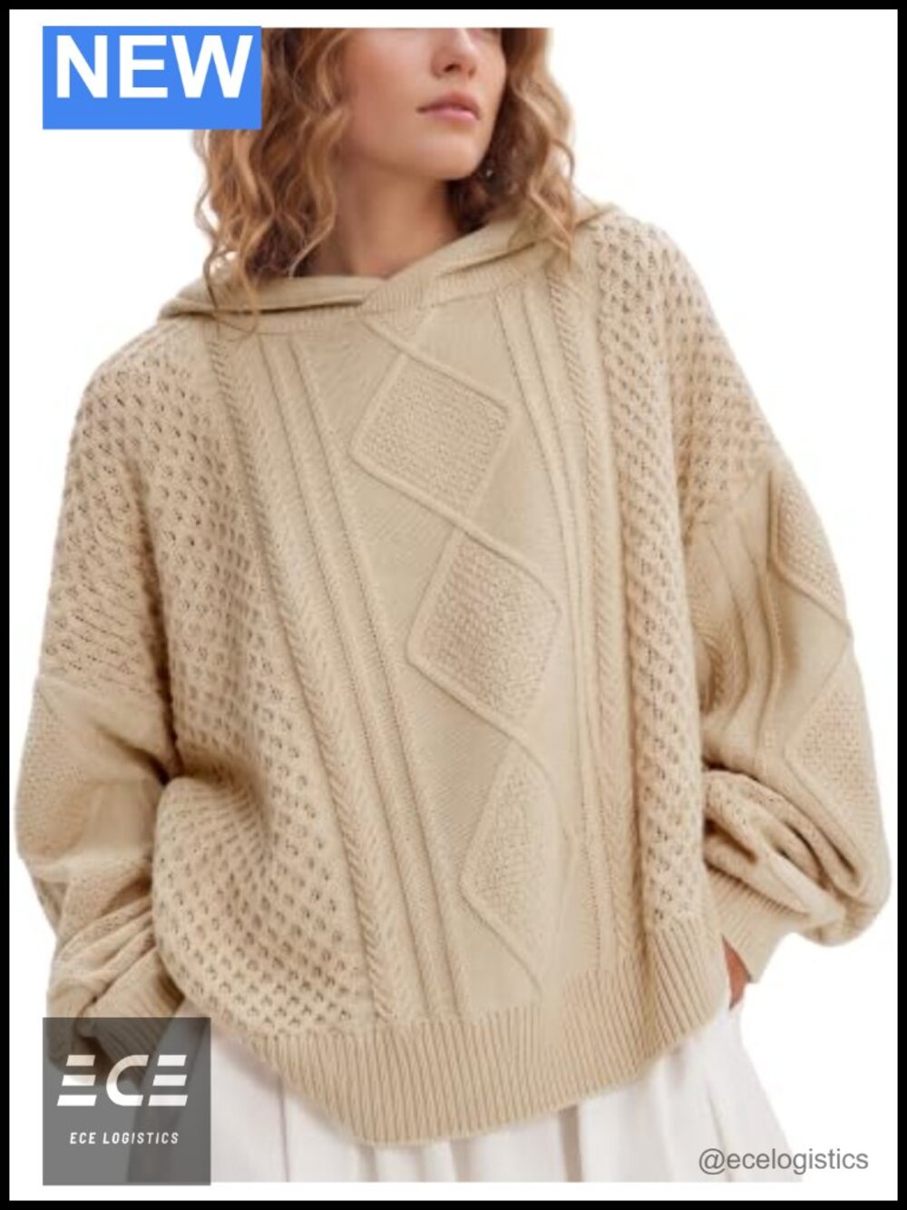 Cable Knit Hoodie Pullover Oversized Sweater